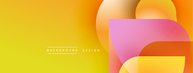 Aufkleber - Abstract gradient background. Yellow, orange, pink overlapping shapes create modern design. Minimalist aesthetic, clean lines present.