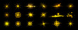 © Natalia - Star gold, twinkle light. Golden sparkle effect, shiny glitter, sun rays, abstract explosion flare. Abstract magic flash, sunlight beam. Bright design for party. Vector decoration background set