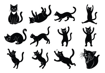  Cat silhouette collection in vector format