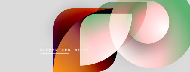 Aufkleber - Abstract colorful shapes overlap. Modern design features gradients, curves, smooth transitions. Background suggests creativity, innovation.