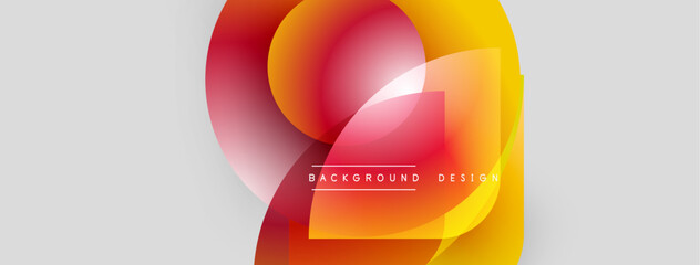 Leinwandbilder - Abstract colorful shapes overlap, creating dynamic visual effect. Gradient hues blend smoothly, forming modern design element.