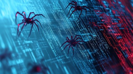 Spiders and code abstract digital background