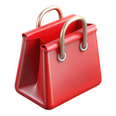 Poster - 3d red shopping bag icon isolated on transparent background
