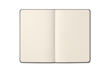 Fototapete - Open notebook mockup showing blank pages on transparent background, perfect for showcasing your design or text