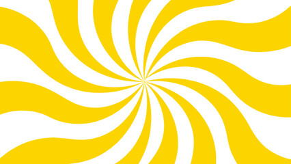 Aufkleber - Abstract bold and clean background with a yellow and white spiral twist pattern. Curved, wavy rays forming vortex-like motion. Bright yellow and white stripes  high-contrast, hypnotic visual effect. 