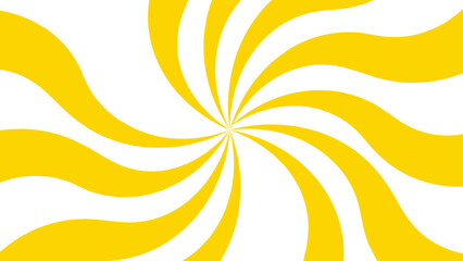 Poster - Abstract bold and clean background with a yellow and white spiral twist pattern. Curved, wavy rays forming vortex-like motion. Bright yellow and white stripes  high-contrast, hypnotic visual effect. 