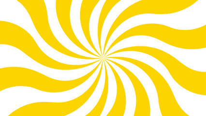 Aufkleber - Abstract bold and clean background with a yellow and white spiral twist pattern. Curved, wavy rays forming vortex-like motion. Bright yellow and white stripes  high-contrast, hypnotic visual effect. 