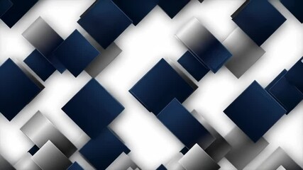Wall Mural - Dynamic abstract blue and grey squares rotating and shifting in a modern geometric pattern animation footage, technology concept.