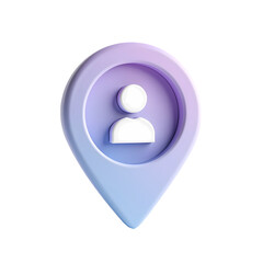 Poster - A purple location pin with a person icon isolated on transparent background