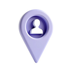 Poster - A purple location pin with a white person icon inside it isolated on transparent background