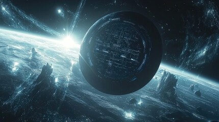 Poster - Galactic exploration outer space digital art cosmic environment wide angle futuristic concepts
