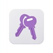 © Yothin - Two Purple Keys Minimalist Icon on White Square Background