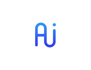 Aufkleber - AI Logo Monogram Design For Tech, Chatbot, Virtual Assistant, Neural Network, SaaS, Smart Digital Tool. Perfect For Startup of Communication System and Automatisation. Vector Illustration