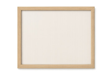 Fototapete - Rustic light brown wooden frame with clean white interior, floating against transparent backdrop, providing simple design layout