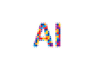 Aufkleber - AI Logo Monogram Design For Tech, Chatbot, Virtual Assistant, Neural Network, SaaS, Smart Digital Tool. Perfect For Startup of Communication System and Automatisation. Vector Illustration