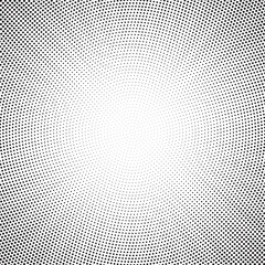 Aufkleber - Dotted background. Abstract halftone concentric pattern. Gradient mosaic radial texture. Vector illustration.