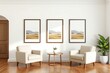© Ai Gallerybd - Modern minimalist living room with landscape artwork