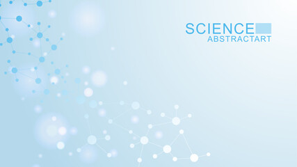 Poster - Structure molecule and communication Dna, atom, neurons. Science concept for your design. Connected lines with dots. Medical, technology, chemistry, science background. Vector illustration.