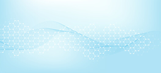 Aufkleber - Health care abstract background with lines, dots and hexagons. Medical innovation banner template concept. illustration.