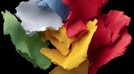 Poster - Pile of torn paper with a variety of colors