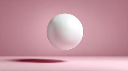 Poster - White ball is floating in the air above a pink background