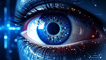Poster - Generative AI image of Cybernetic Eye Close-up