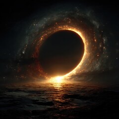 Wall Mural - fiery cosmic vortex over dark fantasy landscape vortex cosmic fiery landscape dark fantasy space sky