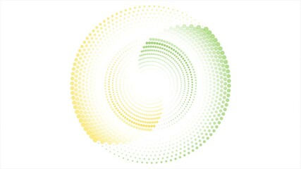 Aufkleber - Green and yellow circular spiral halftone dots abstract dynamic minimal background. Seamless looping geometric motion design. Video animation Ultra HD 4K 3840x2160