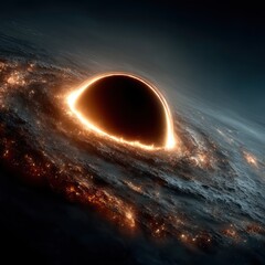 Wall Mural - singularity of a black hole in deep space space singularity black black hole galaxy universe science