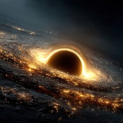 Wall Mural - black hole in space with glowing accretion disk space black hole astronomy universe cosmos galaxy ai