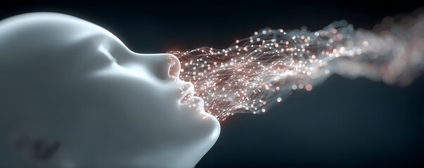 Poster - The integration of Generative AI with Apple Intelligence presented in a magazine photography style. Focus on visually appealing, high-contrast images of AI technology seamlessly integrated with Apple