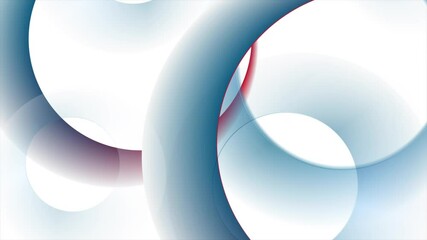 Poster - Bright blue and red glossy smooth abstract circles on the white background. Seamless looping geometric concept motion design. Video animation Ultra HD 4K 3840x2160