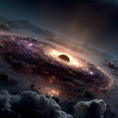 Wall Mural - mysterious cosmic galaxy with black hole and nebula clouds galaxy nebula clouds cosmic space stars