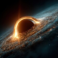 Wall Mural - cosmic black hole with glowing accretion disk in deep space space cosmic black hole universe galaxy