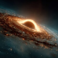 Wall Mural - cosmic black hole accretion disk in deep space with stars space cosmic stars black hole galaxy light