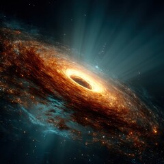 Wall Mural - vibrant cosmic black hole singularity in deep space with swirling accretion disk space swirling vast