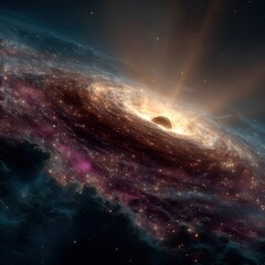 Wall Mural - black hole accretion disk and swirling galaxy in deep space galaxy space swirling black hole cosmos