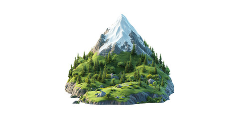 Wall Mural - snow-capped mountain with lush greenery and pine trees. nature and tranquility isolated on transpare