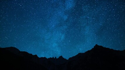 Wall Mural - Delta Aquarids Meteor Shower and Milky Way Galaxy and Sunrise 50mm West Sky Above Mt Whitney Peaks Blue Sierra Nevada California USA