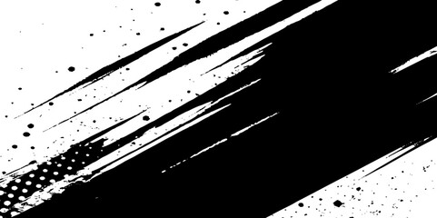 Aufkleber - Abstract black and white background with diagonal lines and halftone dots for design.