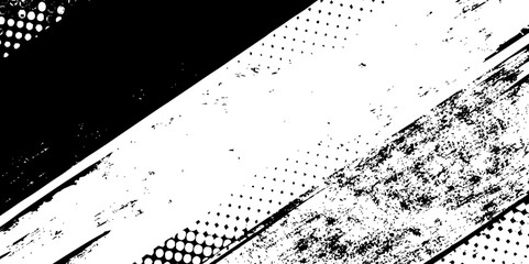 Aufkleber - Abstract black and white background with diagonal lines and halftone dots for design.