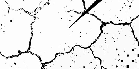 Aufkleber -  black and white abstract background with cracks and halftone dots and diagonal lines design creating a grunge.