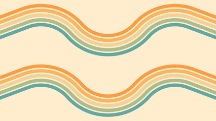 Wall Mural - abstract background of rainbow groovy wavy line design in 1970s hippie retro style. vector pattern r