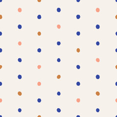 Aufkleber - Polka dot, seamless pattern. Endless feminine texture, background design with spots. Modern minimal repeating print for fashion textile, fabric, cloth, wrapping. Colored flat vector illustration