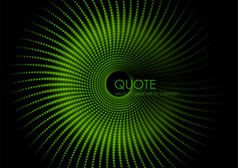 Poster - Vibrant green neon spiral circular dotted lines abstract tech background. Geometric futuristic vector design