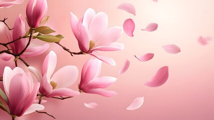 Poster - Delicate magnolia blossoms and falling petals.