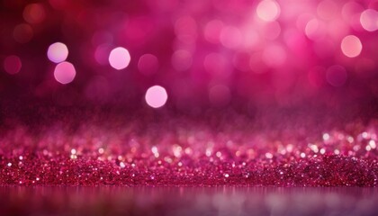 Poster - sparkling magenta glitter background with soft bokeh lights and shimmering texture, ideal for festive branding, web design, holiday card, or luxury print


