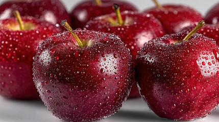 Poster - Fresh Red Apples Covered in Water Droplets, Symbolizing Healthy Eating and Agricultural Production for Food Industry Marketing : Generative AI