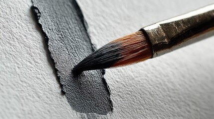 Poster - Artist's Brush Painting a Bold Black Stroke on Textured Paper, Illustrating Creativity and Artistic Expression, Ideal for Design and Marketing Projects : Generative AI