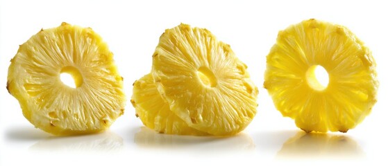 Poster - Pineapple Slices on White Background, Showcasing Tropical Freshness and Healthy Eating for Summer Promotions and Culinary Inspiration : Generative AI